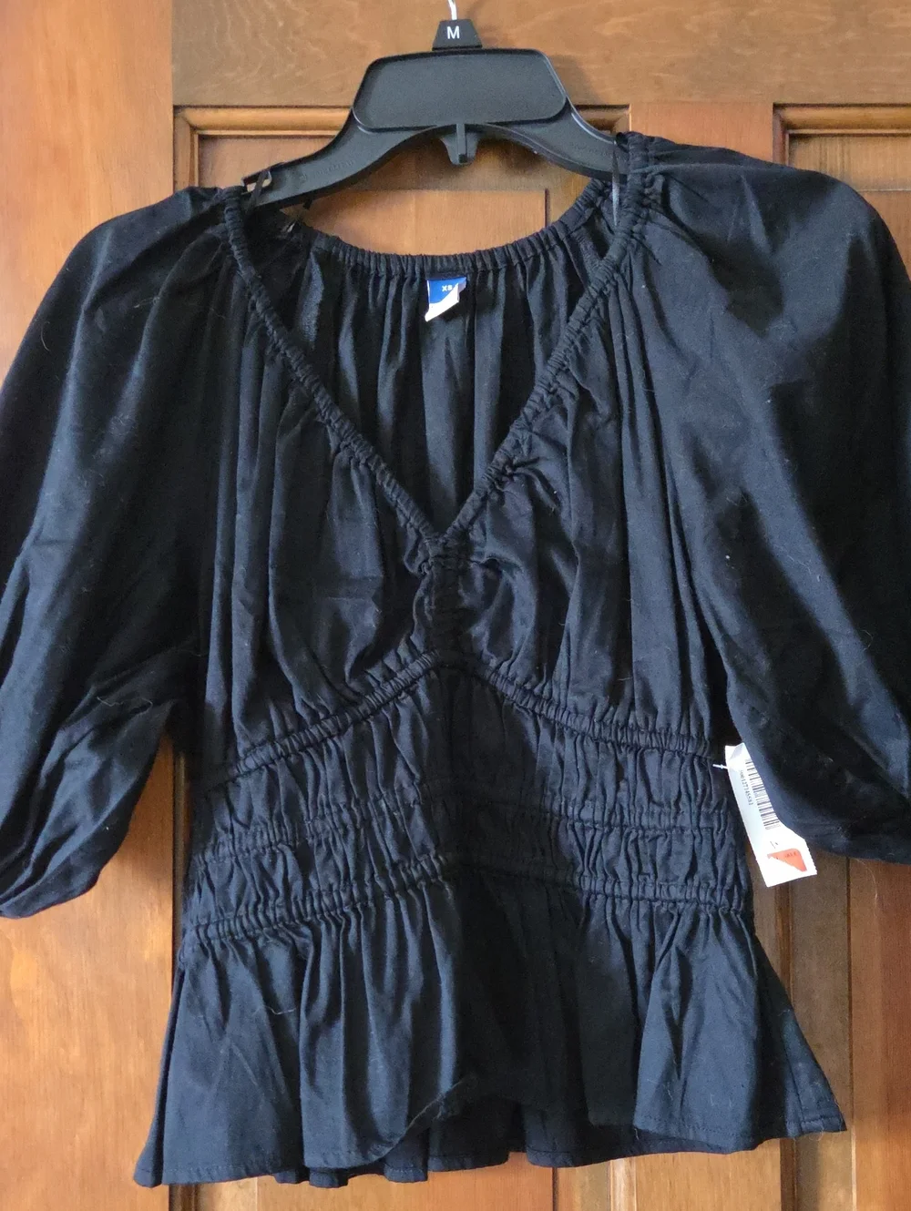 Old Navy Black Puff Sleeve Peplum Top